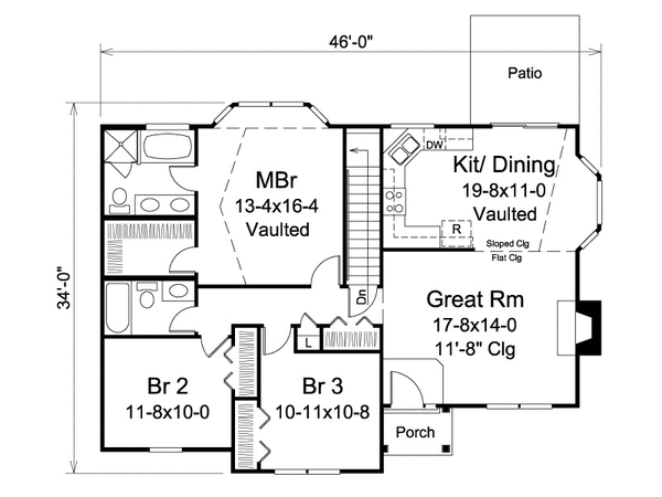House Design - Ranch Floor Plan - Main Floor Plan #57-609