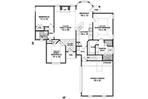 Floor Plan - Main Floor for Colonial House Plan #81-515 - 2 bed, 2 bath