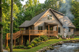 Cabin Exterior - Front Elevation Plan #17-2469