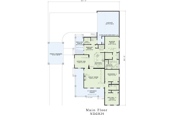 Floor Plan - Main Floor for Craftsman House Plan #17-2863 - 3 bed, 2 bath
