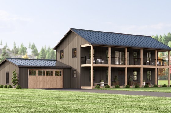 Exterior - Front Elevation 7 for Barndominium House Plan #1064-338 - 4 bed, 2.5 bath