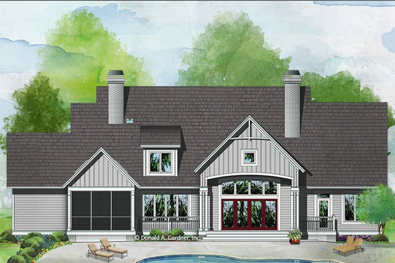 Dream House Plan - Exterior - Rear Elevation for Farmhouse House Plan #929-1063 - 4 bed, 4 bath