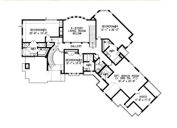 Architectural House Design - European Floor Plan - Upper Floor Plan #54-425