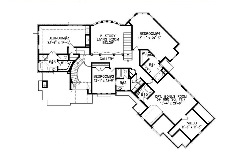 Home Plan - Floor Plan - Upper Floor for European House Plan #54-425 - 4 bed, 4.5 bath