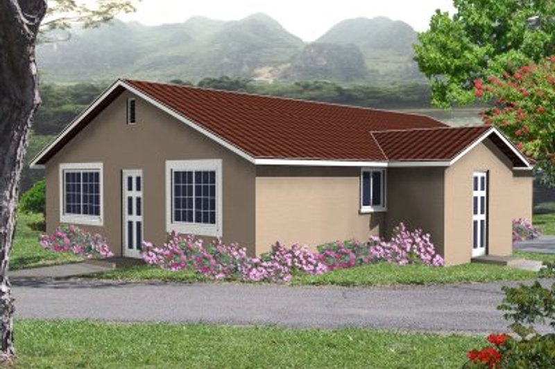 House Blueprint - Adobe / Southwestern Exterior - Front Elevation Plan #1-208