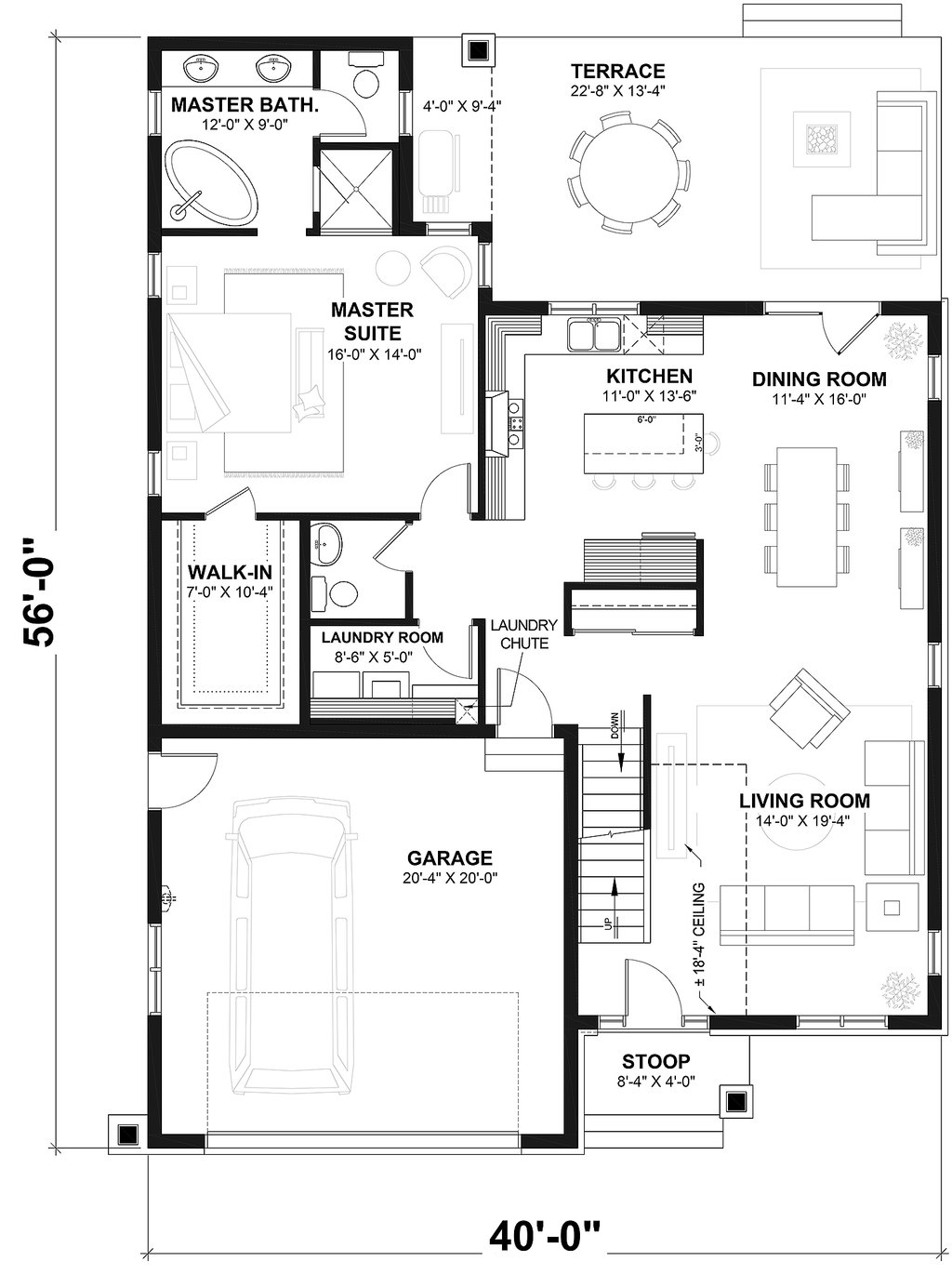 Floor Plan - Main Floor for Country House Plan #23-2243 - 4 bed, 2.5 bath