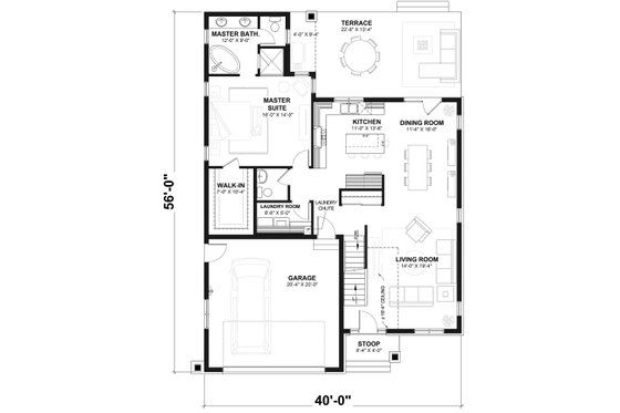 Floor Plan - Main Floor for Country House Plan #23-2243 - 4 bed, 2.5 bath
