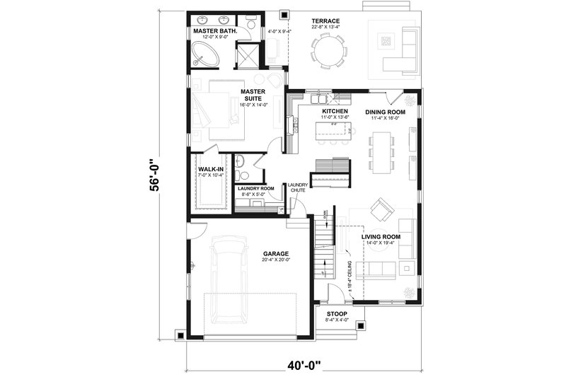 Architectural House Design - Floor Plan - Main Floor for Country House Plan #23-2243 - 4 bed, 2.5 bath