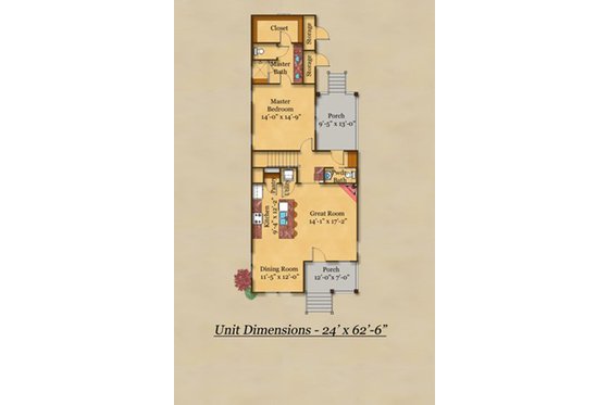 Floor Plan - Main Floor for Cottage House Plan #442-1 - 3 bed, 2.5 bath