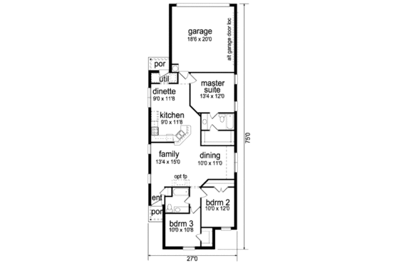 Floor Plan - Main Floor for Traditional House Plan #84-304 - 3 bed, 2 bath
