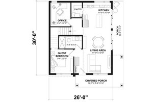 Floor Plan - Main Floor for Modern House Plan #23-2831 - 2 bed, 2 bath