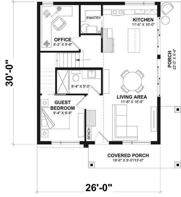 Home Plan - Modern Floor Plan - Main Floor Plan #23-2831