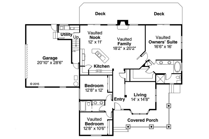 Architectural House Design - Floor Plan - Main Floor for Country House Plan #124-984 - 3 bed, 2 bath