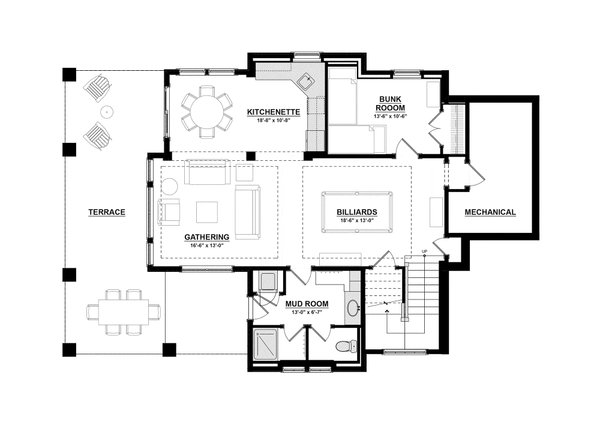 Floor Plan - Lower Floor for Traditional House Plan #928-411 - 4 bed, 3.5 bath