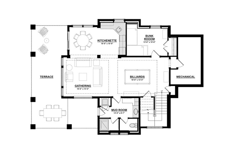Architectural House Design - Floor Plan - Lower Floor for Traditional House Plan #928-411 - 4 bed, 3.5 bath