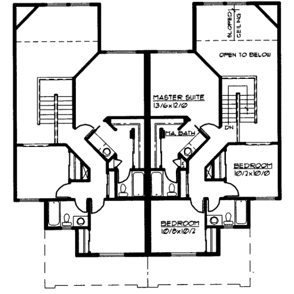 Traditional Floor Plan - Upper Floor Plan #303-445