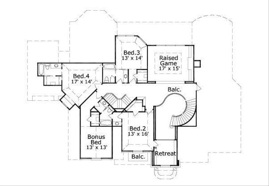 Traditional Style House Plan 5 Beds 4.5 Baths 5000 Sq/Ft