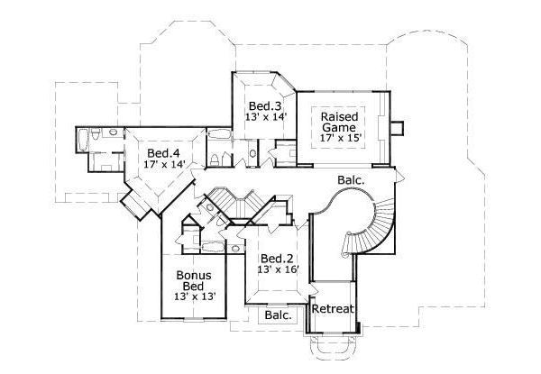 Traditional Floor Plan - Upper Floor Plan #411-814