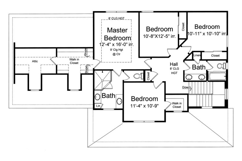 House Blueprint - Floor Plan - Upper Floor for Craftsman House Plan #46-929 - 4 bed, 2.5 bath