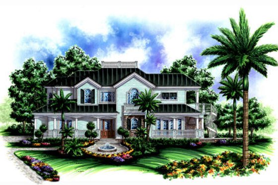 Exterior - Front Elevation for Traditional House Plan #27-409 - 4 bed, 4.5 bath