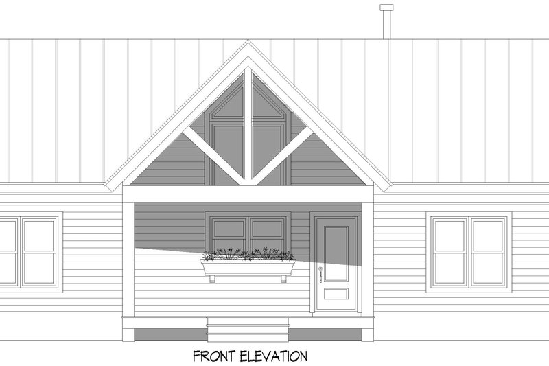 Architectural House Design - Exterior - Front Elevation 3 for Country House Plan #932-1018 - 3 bed, 2 bath
