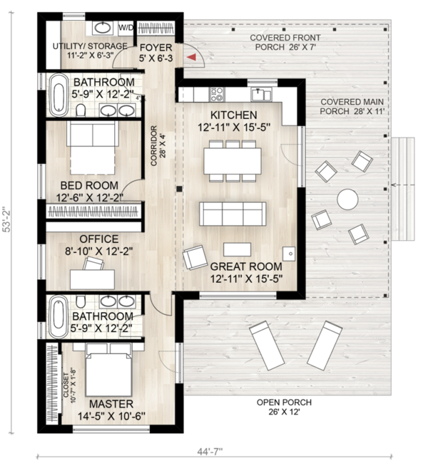 Cabin Style House Plan - 2 Beds 2 Baths 1230 Sq/Ft Plan #924-2 ...
