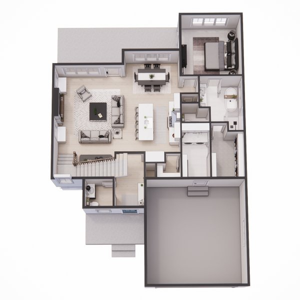 Floor Plan - Main Floor 1 for Farmhouse House Plan #51-1523 - 3 bed, 3.5 bath