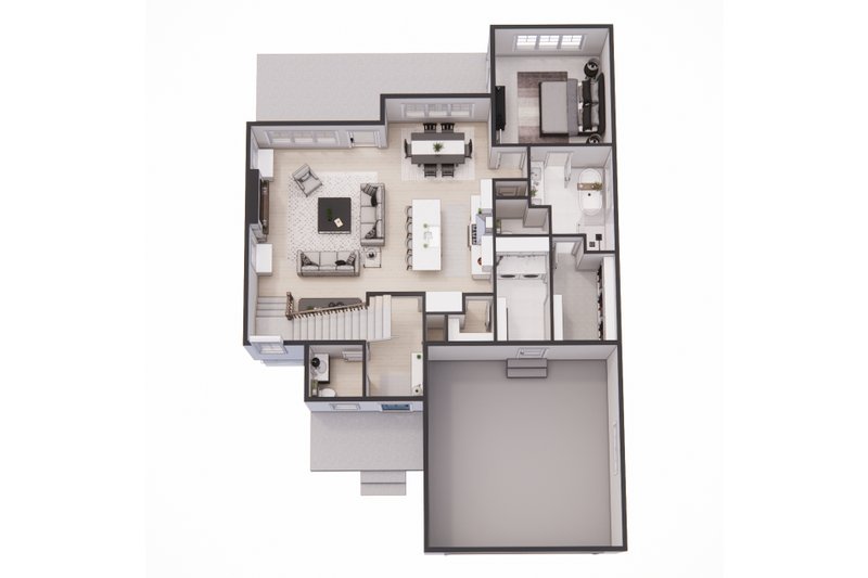 House Blueprint - Floor Plan - Main Floor 1 for Farmhouse House Plan #51-1523 - 3 bed, 3.5 bath