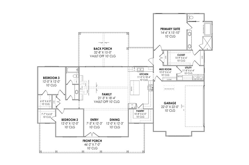 House Design - Floor Plan - Main Floor for Farmhouse House Plan #1096-96 - 3 bed, 2 bath
