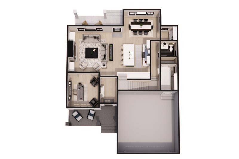 House Blueprint - Floor Plan - Main Floor 1 for Bungalow House Plan #51-1375 - 4 bed, 3.5 bath
