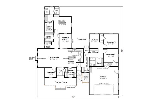 Architectural House Design - Floor Plan - Main Floor for Farmhouse House Plan #1099-18 - 3 bed, 2.5 bath