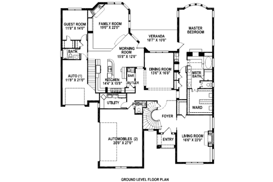 Floor Plan - Main Floor for European House Plan #141-274 - 5 bed, 4.5 bath