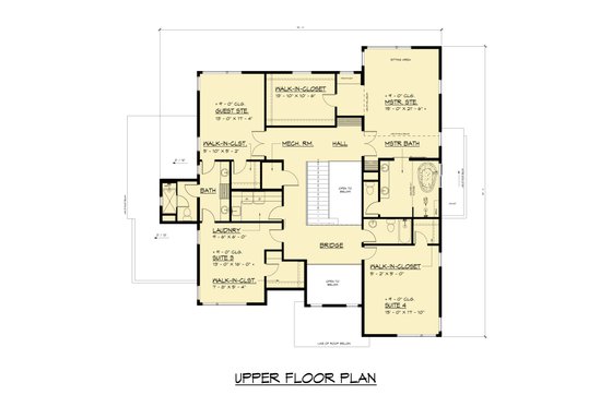 Floor Plan - Upper Floor for Contemporary House Plan #1066-325 - 7 bed, 5.5 bath