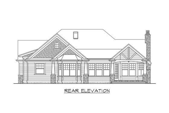 Exterior - Rear Elevation for Craftsman House Plan #132-232 - 3 bed, 2 bath
