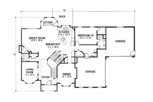 Floor Plan - Main Floor for European House Plan #67-613 - 4 bed, 3.5 bath