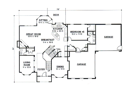 Floor Plan - Main Floor for European House Plan #67-613 - 4 bed, 3.5 bath