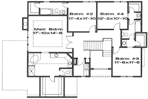Traditional Floor Plan - Upper Floor Plan #6-121