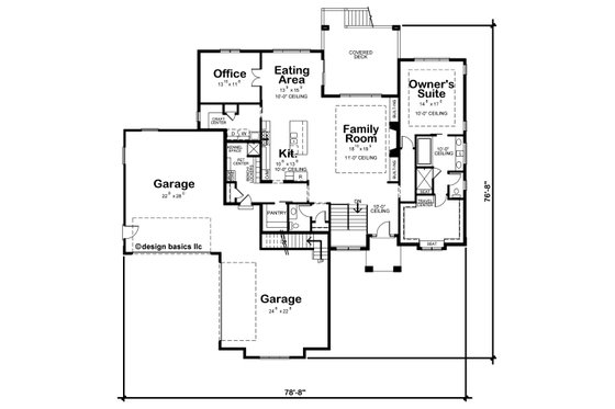 Floor Plan - Main Floor for Craftsman House Plan #20-2369 - 4 bed, 4 bath