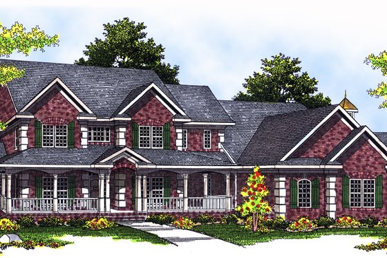 Exterior - Front Elevation for Country House Plan #70-543 - 5 bed, 3.5 bath