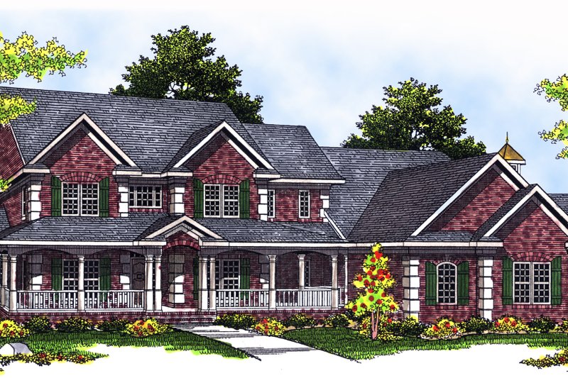 Home Plan - Exterior - Front Elevation for Country House Plan #70-543 - 5 bed, 3.5 bath