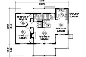Floor Plan - Main Floor for Country House Plan #25-4358 - 2 bed, 1 bath