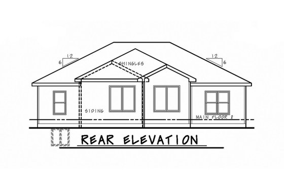 Exterior - Rear Elevation for Ranch House Plan #20-2321 - 3 bed, 2 bath