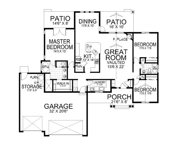 House Blueprint - Craftsman Floor Plan - Main Floor Plan #112-303