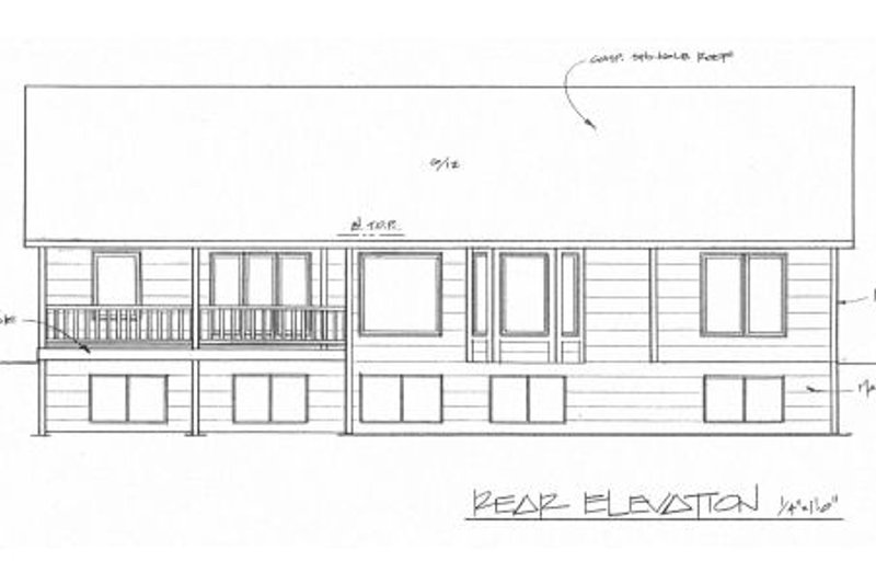 Home Plan - Exterior - Rear Elevation for Traditional House Plan #58-195 - 3 bed, 2 bath