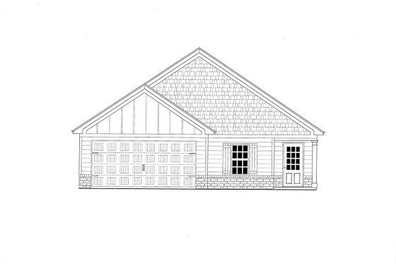 Exterior - Front Elevation 3 for Craftsman House Plan #437-99 - 3 bed, 2 bath
