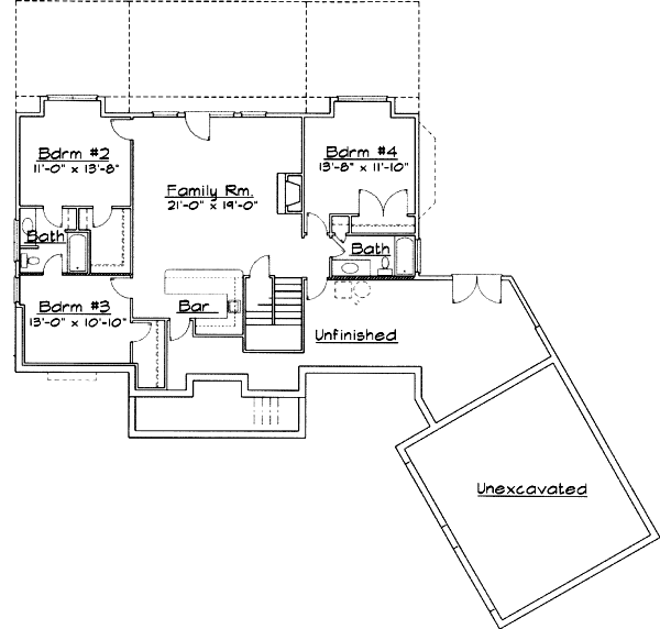 Architectural House Design - Southern Floor Plan - Lower Floor Plan #31-123