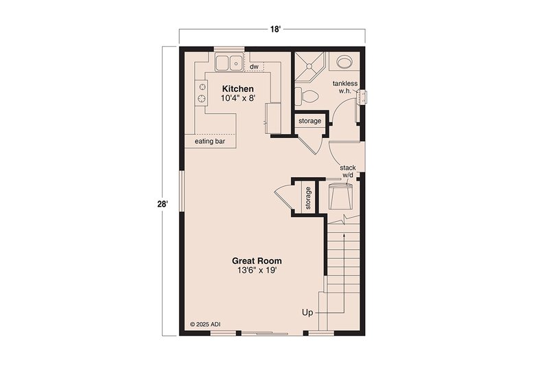 House Plan Design - Floor Plan - Main Floor for Cottage House Plan #124-1278 - 2 bed, 2 bath