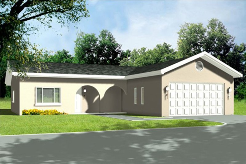 Architectural House Design - Adobe / Southwestern Exterior - Front Elevation Plan #1-1260