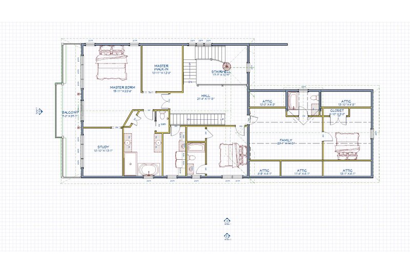 Architectural House Design - Floor Plan - Upper Floor for Beach House Plan #1109-36 - 5 bed, 4.5 bath