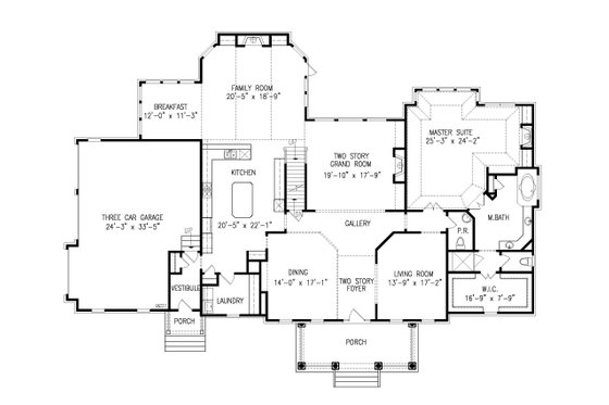 Floor Plan - Main Floor for Farmhouse House Plan #54-380 - 5 bed, 4 bath